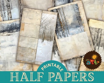 Puede incluir: Paquete de papel digital imprimible con 20 diseños con ilustraciones de acuarela de árboles de invierno nevados. Los papeles son de tamaño aproximado A5, o 5,5 pulgadas por 8,5 pulgadas.