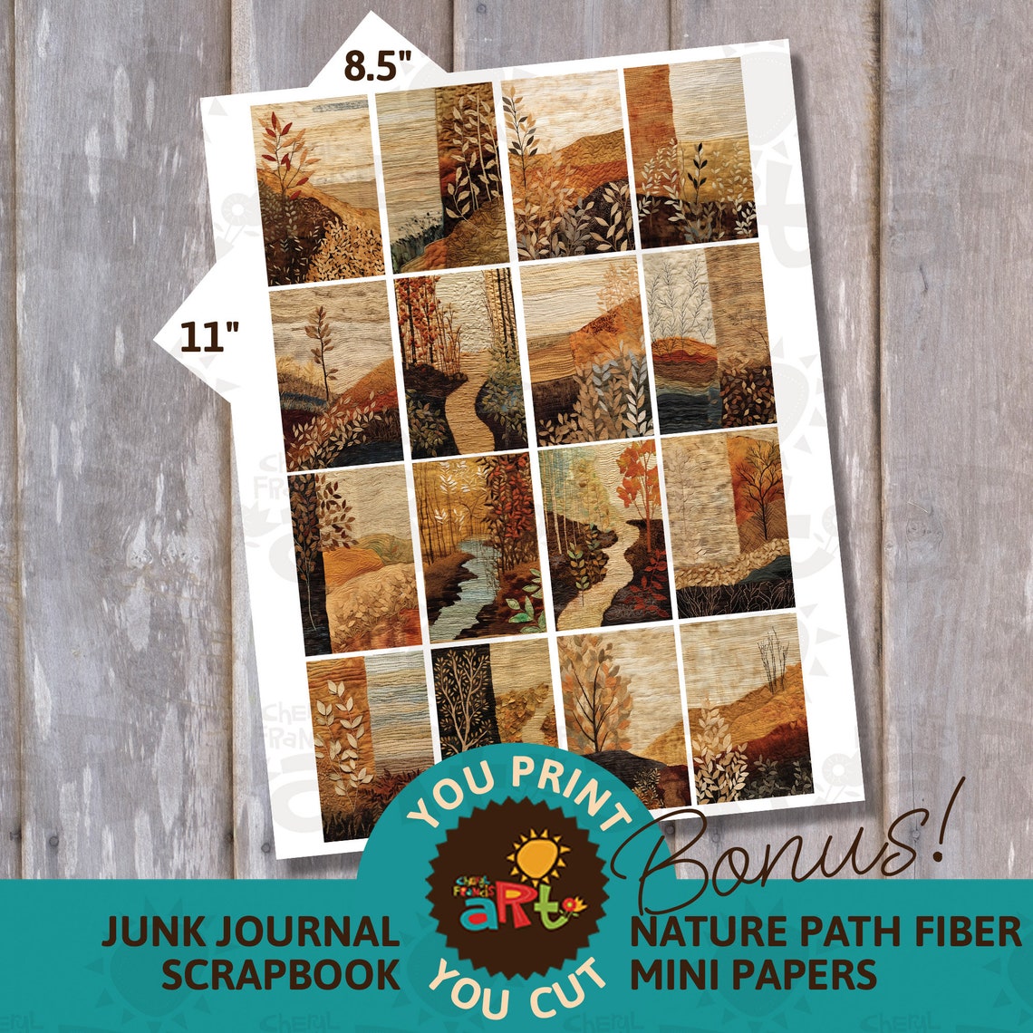 Nature Trail Path Fiber Art Mixed Textiles Paper Collage Printable Junk ...