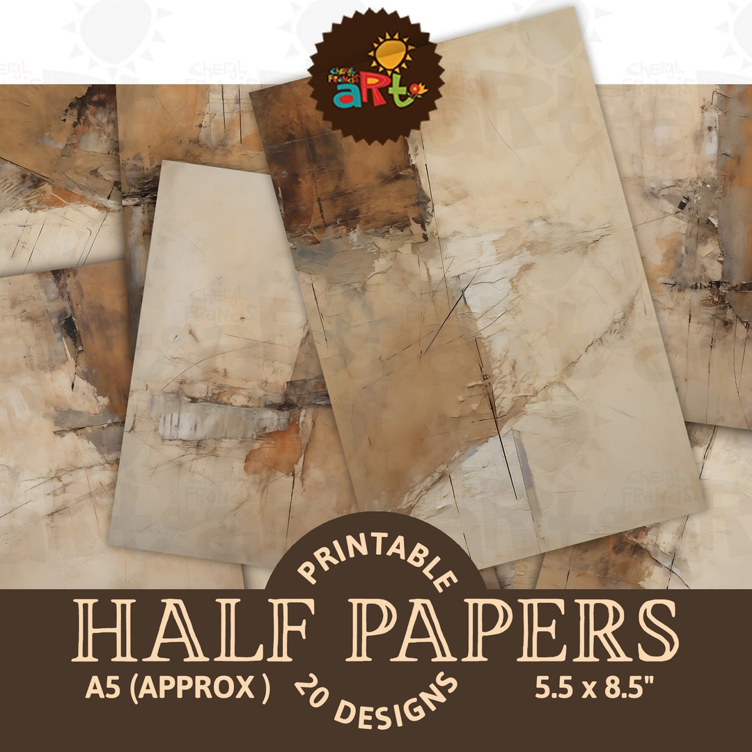 Abstract Browns Junk Journal Half Page Printable Collage Scrapbook ...