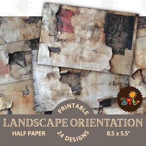 Estilo de textura suja 3 colagem para impressão diário de lixo horizontal meio papel kit digital artesanato decoupage páginas de livro scrapbook fundo
