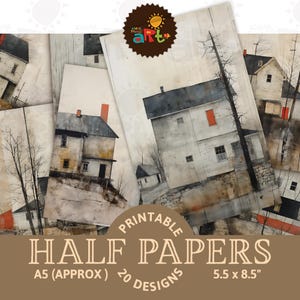 Schlichtes altes Junk Journal Halbseite druckbare Collage Scrapbook Digital Kit Buch Hintergrund Bastelkarten Decoupage