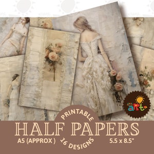 Collage de papel con capas de encaje vintage para damas, imprimible, papel para diario basura, recurso para álbumes de recortes, página de libros, manualidades, tarjetas, decoupage