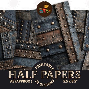 Gutes Paar robuste Denim-Jeans Faux Junk Journal Halbe Seite druckbare Collage Scrapbook Digital Kit Buch Hintergrund Handwerk Karte Decoupage