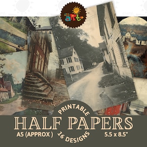 Edificio abandonado, calle desolada, ciudad, diario basura imprimible, fondo de medio papel, álbum de recortes, tarjeta, decoupage, libro, uso comercial