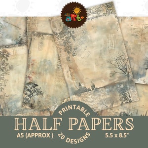 Dekoriert Rahmen Ephemera Collage Papier Junk Journal Halbe Seite Printable und Hintergrund Digitale Ephemera Design Kit Bastelkarte Decoupage