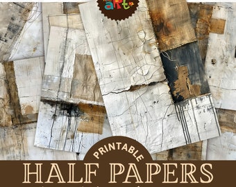 Puede incluir: Un conjunto de 30 papeles digitales imprimibles con diseños abstractos en tonos marrones, negros y blancos. Los papeles son de tamaño A5 (aproximadamente 14 cm x 21 cm).