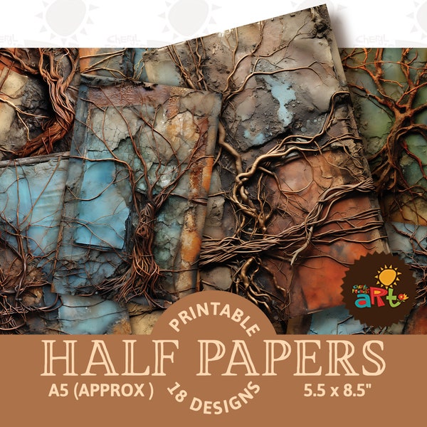 Junk Journal Half Papers Twisted Sculptural Filament Printable Collage Organic Scrapbook Digital Ephemera Kit Card Book Page Jewelry Image