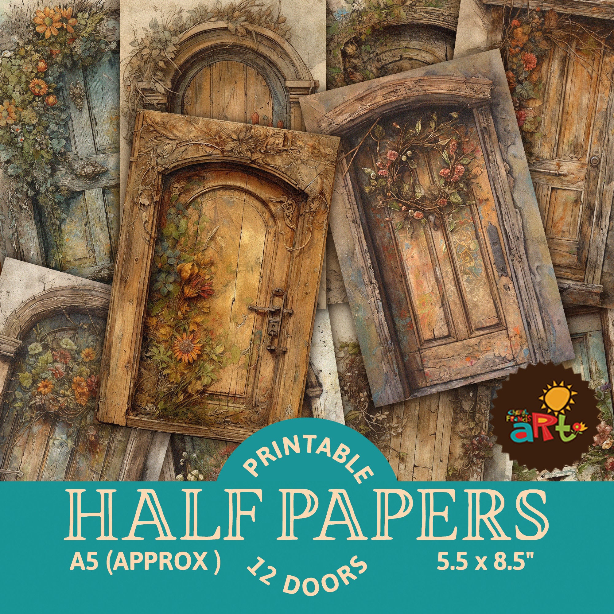 Rustic Farmhouse Door Entry, Printable Junk Journal Half Papers - Etsy