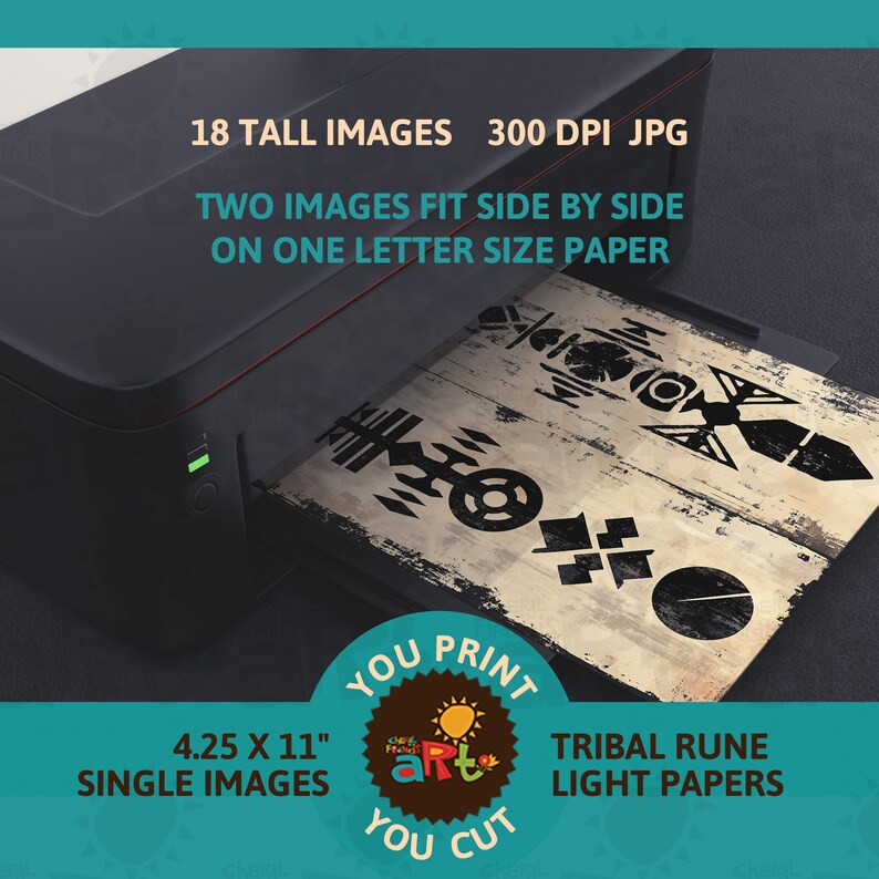 Ancient Tribal Runes Light Printable Tall Slim Junk Journal Papers for ...