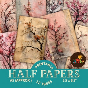 Blossoming Branches imprimable Junk Journal demi-papiers, ressource pour scrapbooking