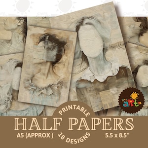 Porträt ohne Gesicht namenlose Collage Printable Junk Journal Halbes Papier Sammelalbum Digital Kit Buch Hintergrund Kunst Decoupage Handwerk Collage