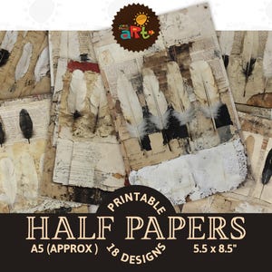 Arrangement der Federn Rustikale Collage Printable Junk Journal Halb Papier Scrapbook Digital Kit Buch Seite Hintergrund Decoupage Schmuck Handwerk