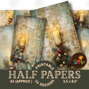 Kerstkaars op mintgroene noodlijdende achtergrond collage afdrukbare ongewenste dagboek halve papieren, plakboek, papieren kit, kaarten, kunstnijverheid, boek
