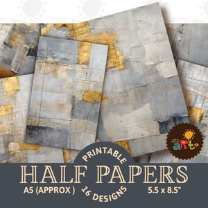 Silber und Gold Scrap Collage Printable Junk Journal Papiere, Scrapbook, Digital Paper Kit, Karten, Buch, Basteln