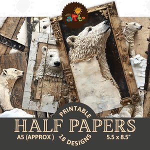 Ours polaire Noël rustique assemblage journal indésirable imprimable demi-papier fond Scrapbooking artisanat carte de voeux livre de découpage commercial