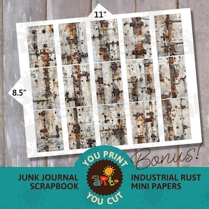 Rusted Industrial Fastener Printable Junk Journal Half Paper Decorative ...