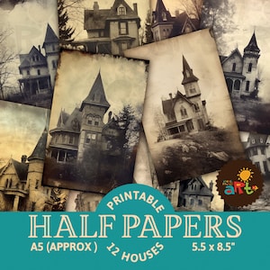 Spooky Manor: diario basura imprimible al estilo de fotografía temprana, imágenes de álbumes de recortes, decoración de grimorios