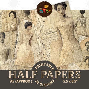 Elegante donna in posa su effimera e pizzo ritratto stampabile giornale spazzatura mezza carta sfondo scrapbook artigianato tecnica mista carta decoupage