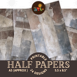 Antike Mauer Blau Beige Spalten Rustikaler druckbarer Hintergrund Junk Journal Halbes Papier Sammelalbum Digitale Karte Buch Handwerk Decoupage Schmuck Kunst