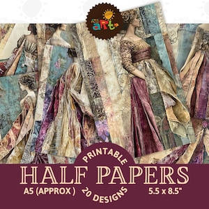 Strati di tessuto Ritratto di donna Stampabile Giornale spazzatura Mezza carta Sfondo Scrapbook Artigianato Tecnica mista Etichetta per biglietti Decoupage Libro Commerciale