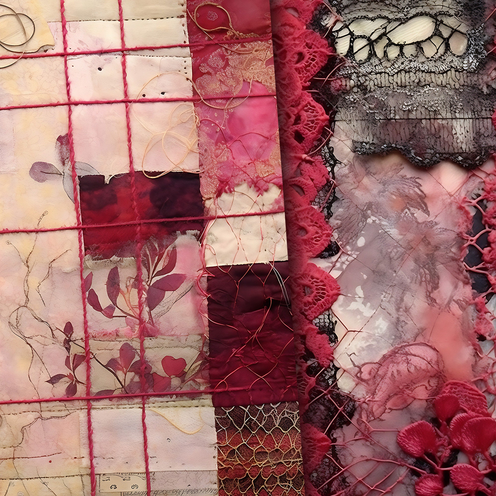 Moulin Rouge Burlesque Torn Paper Collage Printable Junk Journal Half ...