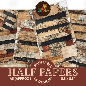 Tiras de efímeras de collage rústico grunge para imprimir, diario basura, medio papel, fondo, álbum de recortes, tarjeta decorativa, decoupage, página de libro digital