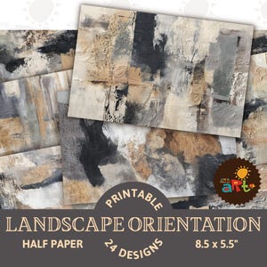 Schwarz Braun Grau Farben Markierungen Grunge druckbare Junk Journal horizontale Hälfte Papier, Digital Kit für Handwerk, Buch machen, Scrapbook, Hintergrund