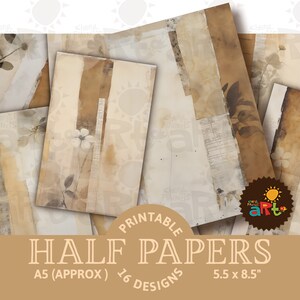 Botanische gelaagde papiercollage afdrukbare ongewenste dagboek halve papieren, plakboek, kaart digitale papierkit, pagina om te schrijven, boekontwerp