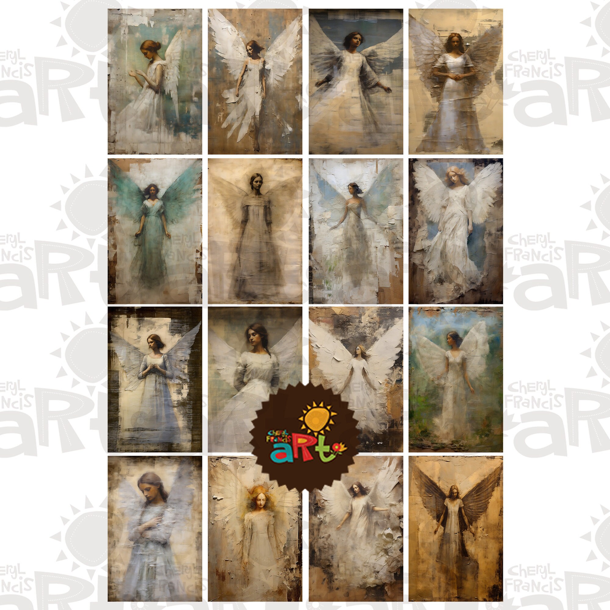 Textured Angel Printable Junk Journal Half Papers, Scrapbook Resource ...