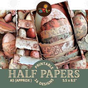 Hübsches gemustertes Osterpapier Ei Junk Journal Halbe Papiere Druckbare Hintergrund Sammelalbum Versorgung Handwerk Karte Decoupage und Buchseite Digital