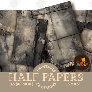 24 Graue Grunge texturierte druckbare Junk Journal Papiere, dekorative digitale Kit für Handwerk, Buchherstellung, Scrapbook, beunruhigt rustikal