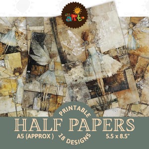 Waldelfe in blau Collage Printable Junk Journal Halb Papier Scrapbook Digital Kit Buch Seite Hintergrund Decoupage Schmuck Handwerk
