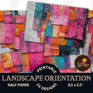 Helle Farben Strukturpapiere Collage Printable Junk Journal Horizontal Halb Papier, Digital Kit Handwerk Buch machen, Scrapbook, Hintergrund