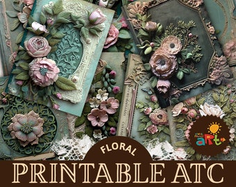 Shabby Chic ATC cards, Printable Artist Trading Cards, Junk Journal, Scrapbook