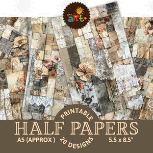 Mixed Media Lace Scrap und Textil Printable Junk Journal Halb Papier Ephemera Scrapbook Digital Kit Buch Seite Hintergrund Decoupage Craft