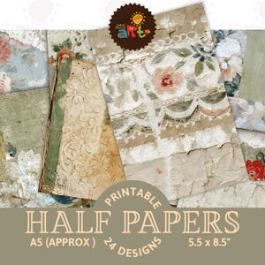 Shabby Grunge Floral Collage Część A Wydrukowalny Junk Journal Połowa Papierów Zasób Scrapbook Tło Cyfrowe Karty Rzemiosło Wystawa Sztuki Książki