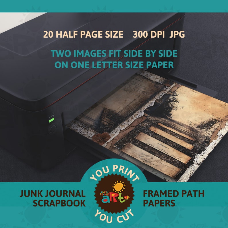 Framed Path, Road Assemblage Printable Ephemera Collage Junk Journal
