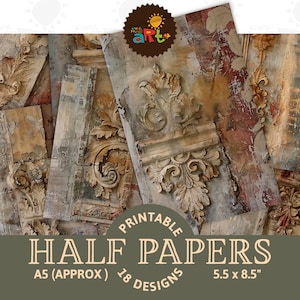 Grungy architecturale muur ornamenten afdrukbare ongewenste dagboek half papier plakboek digitale kit fotoboekpagina achtergrond decoupage ambachtelijke kunst