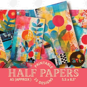 Brilliante Blumen Collage Schichten druckbare Junk Journal Hälfte Papiere, Scrapbook Ressource, Digital Paper Kit, Blumenkarten, Buch
