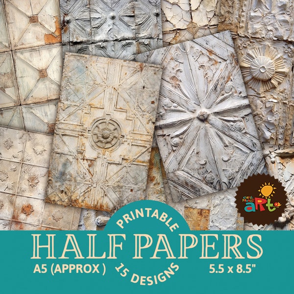 Ceiling Tin Tiles Printable Junk Journal Half Papers