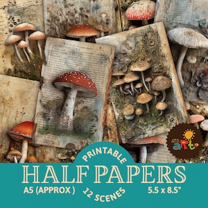 Collage champignon champignon vénéneux, demi-papiers pour journal indésirable