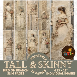 Papiers grand format fin et imprimable en dentelle vintage pour la confection de livres, la création et le scrapbooking. Kit de papier numérique