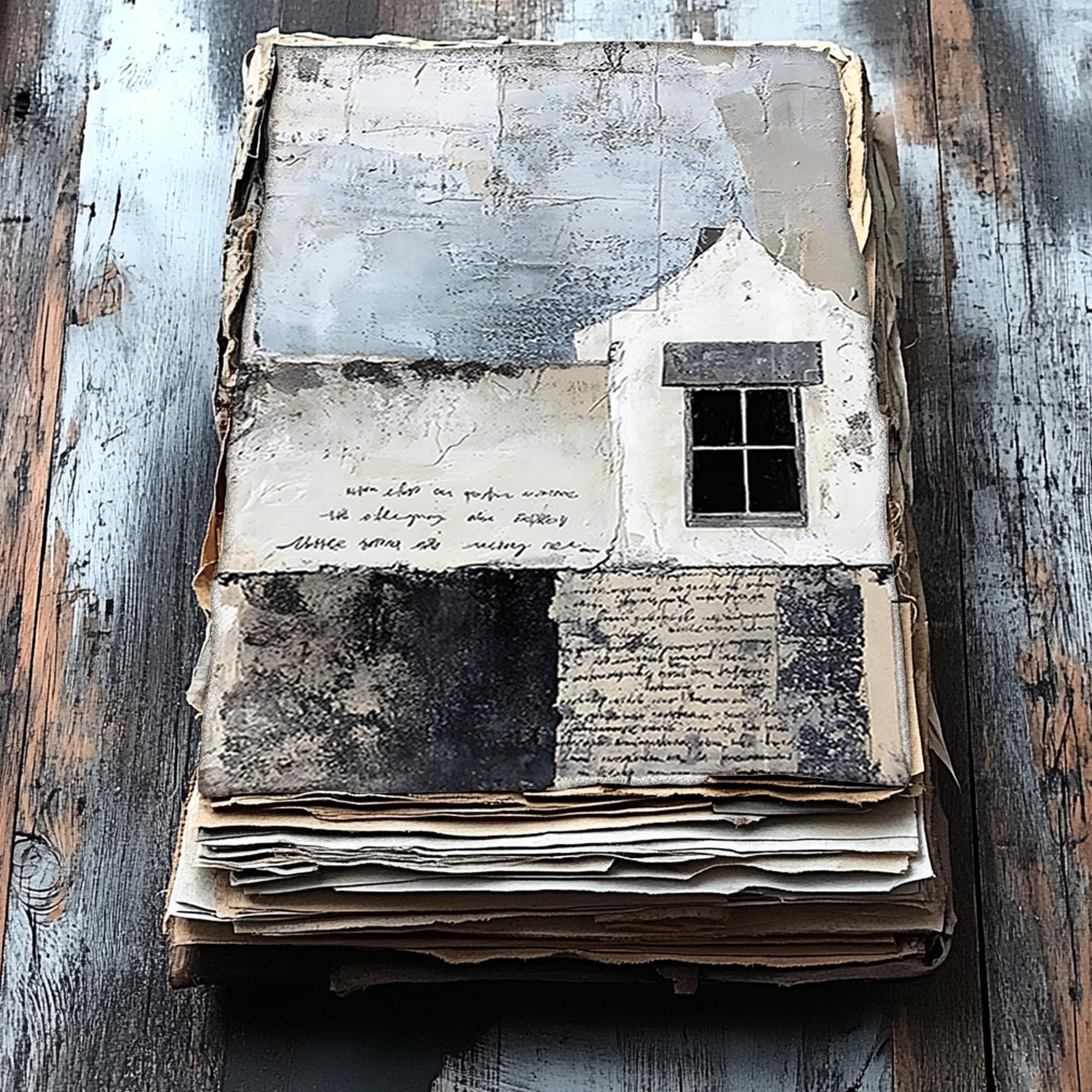 Mixed Media Abstract House Collage Printable Junk Journal Half Paper ...