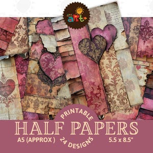 Schichten verzieren Valentine Pink Scraps Junk Journal Halbes Papier Druckbarer Hintergrund Scrapbook Digital Kit Karte Buch Textur Schmuck Art