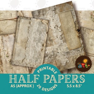 Schäbiges Spitzen Scrappapier und Spitzencollage zum Ausdrucken, Junk Journal Papier, Scrapbook Ressourcen, Buch, Scrapbooking Ressourcen