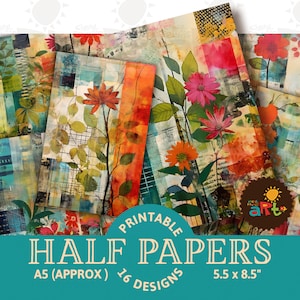 Botanische Blumen Scraps Collage druckbare Junk Journal Hälfte Papiere, Scrapbook Ressource, Digital Paper Kit, Karte, Handwerk, Buchherstellung Lieferung