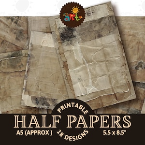 Collage de papel marrón con restos de papel imprimible, diario basura, medio papel, efímera, álbum de recortes, kit digital, fondo de página de libro, decoupage, manualidades, arte