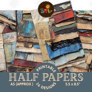 Assortiment de pages vintage collage éphémères imprimable Junk Journal demi-papier fond Scrapbook décoratif carte découpage livre conception numérique