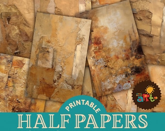 Mixed Media Paper Collage Printable Junk Journal Half Papers, Scrapbook, Craft Supply
