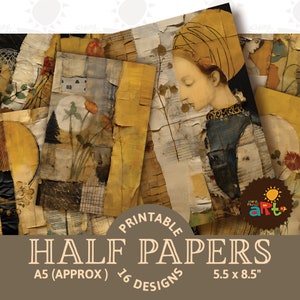 Colagem de papel efêmero vintage ouro velho para impressão, papel de jornal de sucata, recurso de scrapbook, página de livro, artesanato, cartão, decoupage